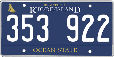 RI license plate 353922