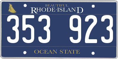 RI license plate 353923