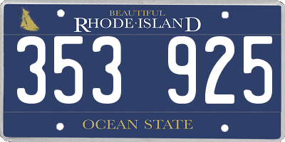 RI license plate 353925