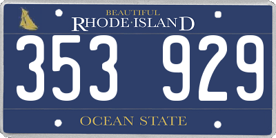 RI license plate 353929