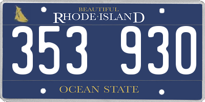 RI license plate 353930