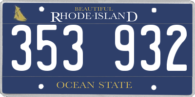 RI license plate 353932