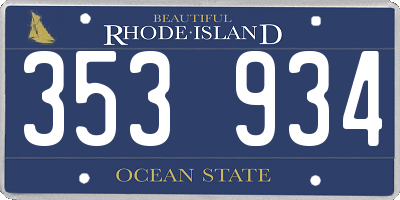RI license plate 353934
