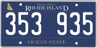 RI license plate 353935