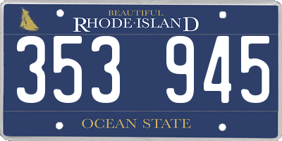 RI license plate 353945