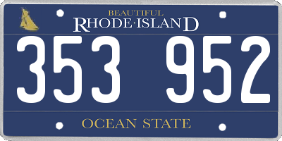 RI license plate 353952