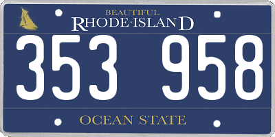 RI license plate 353958