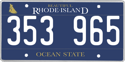 RI license plate 353965