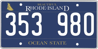 RI license plate 353980