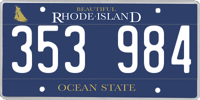 RI license plate 353984