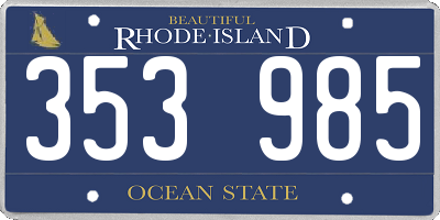 RI license plate 353985