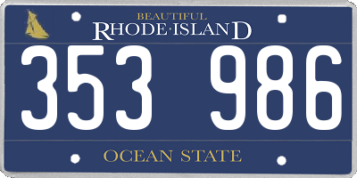 RI license plate 353986