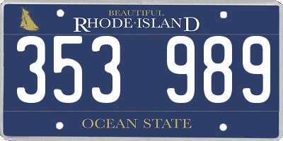 RI license plate 353989