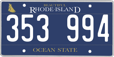 RI license plate 353994