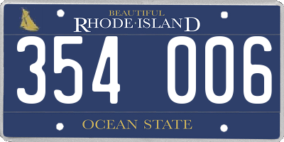 RI license plate 354006