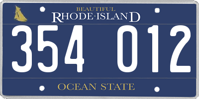 RI license plate 354012