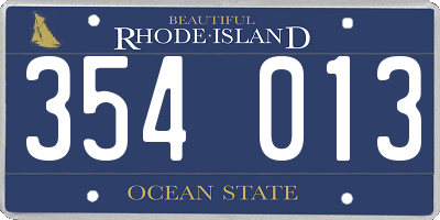 RI license plate 354013