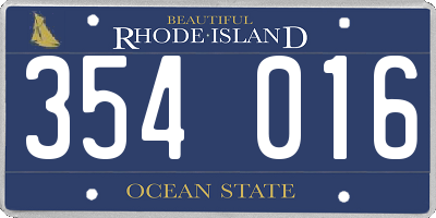 RI license plate 354016