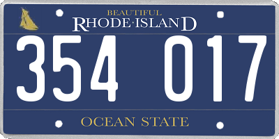 RI license plate 354017