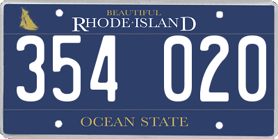 RI license plate 354020