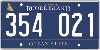 RI license plate 354021