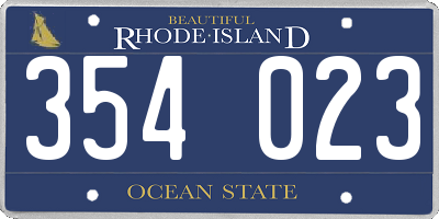 RI license plate 354023