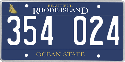 RI license plate 354024
