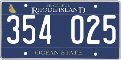 RI license plate 354025