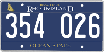 RI license plate 354026