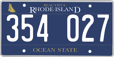 RI license plate 354027
