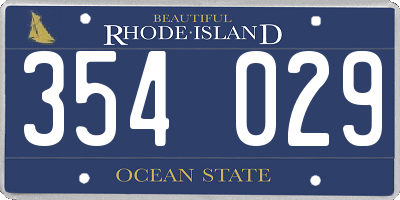 RI license plate 354029