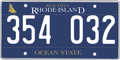 RI license plate 354032