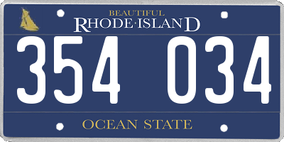 RI license plate 354034