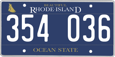 RI license plate 354036