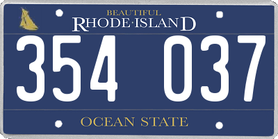 RI license plate 354037