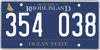 RI license plate 354038