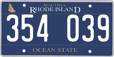 RI license plate 354039