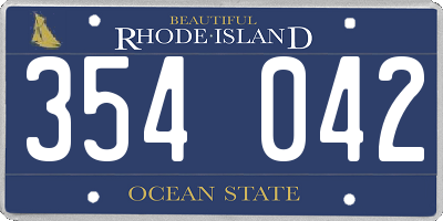 RI license plate 354042