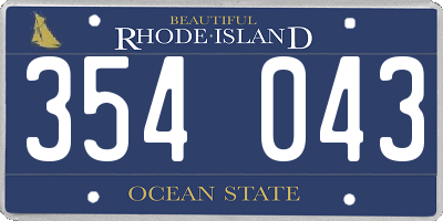 RI license plate 354043