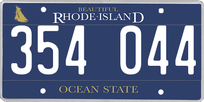 RI license plate 354044