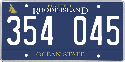 RI license plate 354045