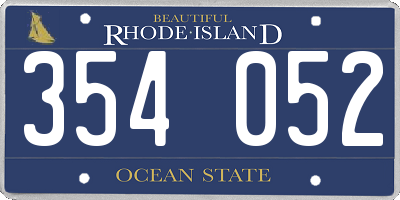 RI license plate 354052