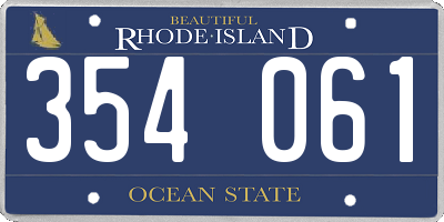RI license plate 354061
