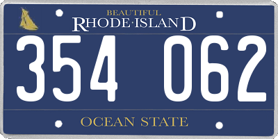 RI license plate 354062