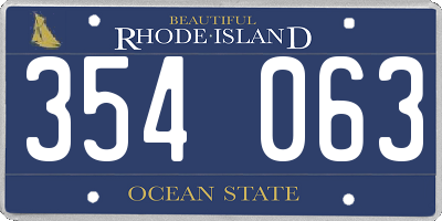 RI license plate 354063