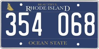 RI license plate 354068