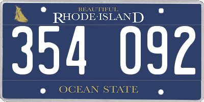 RI license plate 354092