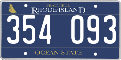 RI license plate 354093