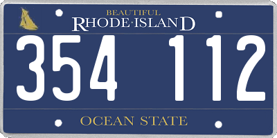 RI license plate 354112