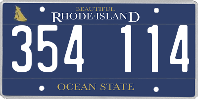 RI license plate 354114